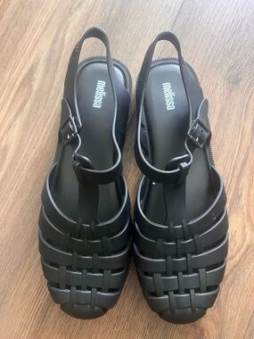 Brand new Melissa Black Jelly Woven Slingback Sandals Size 10